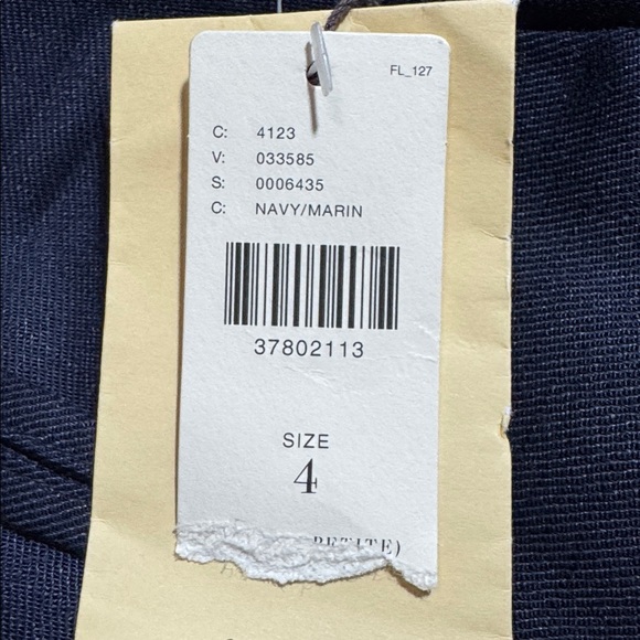 NWT Anthro Elevenses Benton Trousers Navy Double Button Linen / Rayon / Spandex - Picture 3 of 7